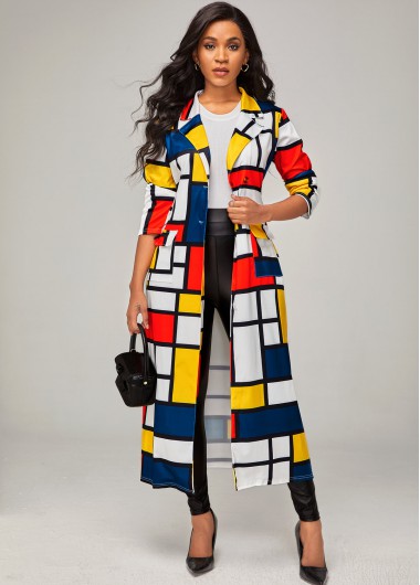 Modlily Plaid Turndown Collar Long Sleeve Cardigan - M