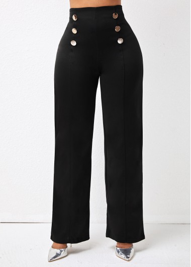 Modlily Double Breasted High Waist Solid Pants - M