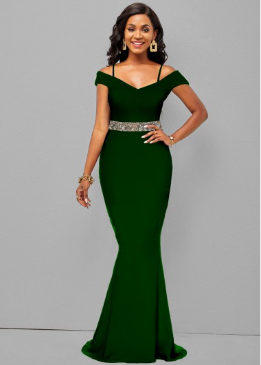 Modlily Sequin Strappy Cold Shoulder Mermaid Dress - M