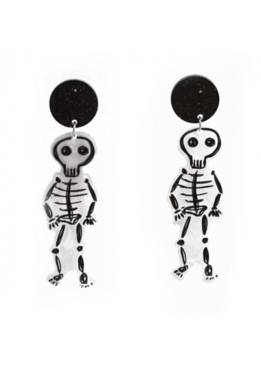 Modlily 1 Pair Skeleton Design Acrylic White Earrings - One Size