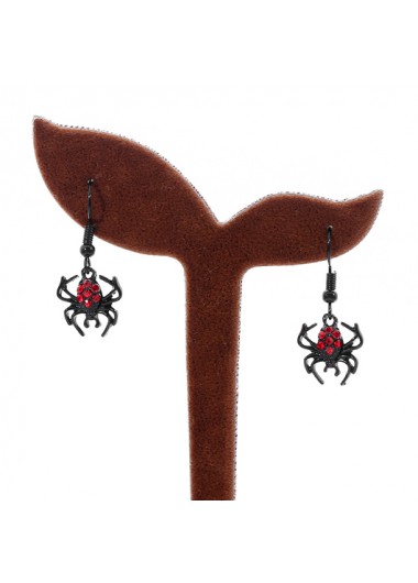 Modlily Black Spider Design Metal Detail Earrings - One Size