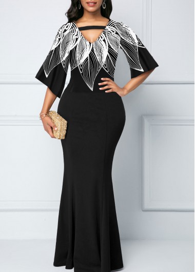 Modlily Floral Print Cutout Front Maxi Dress - XXL