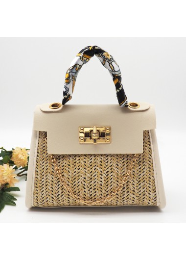 Modlily Retro Knitted Gold Chain CrossBody Messenger Bag - One Size