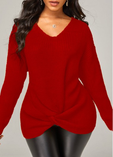 Modlily Twist Hem Solid Long Sleeve Sweater - S