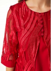 Wine Red Half Sleeve Fake Two Piece Twinset | thumb picture 