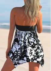 Printed Halter Asymmetric Hem Swimdress and Panty | thumb picture 