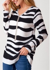 Striped Tassel V Neck Long Sleeve Blouse | thumb picture 