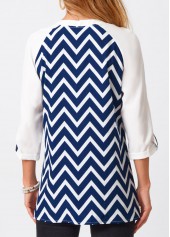 Split Neck Chevron Print Three Quarters Sleeve Blouse | thumb picture 