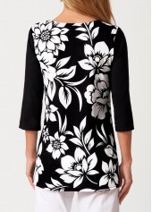 Decorative Button Floral Print T Shirt | thumb picture 