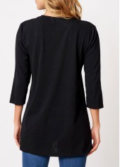 Chevron Print Round Neck 3/4 Sleeve T Shirt | thumb picture 