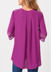 Lace Patchwork Solid Crinkle Chest Blouse | thumb picture 