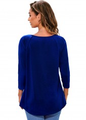 Lace Stitching Tie Front 3/4 Sleeve T Shirt | thumb picture 