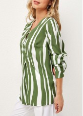 V Neck Striped Decorative Button Blouse | thumb picture 