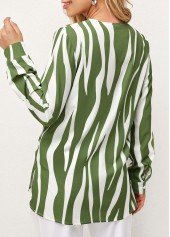V Neck Striped Decorative Button Blouse | thumb picture 