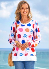 Rainbow Color Polka Dot Long Sleeve T Shirt | thumb picture 