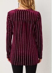 Stripe Print Long Sleeve Round Neck Blouse | thumb picture 