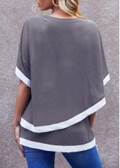 Embellished Neck Keyhole Neckline Layered Contrast T Shirt | thumb picture 