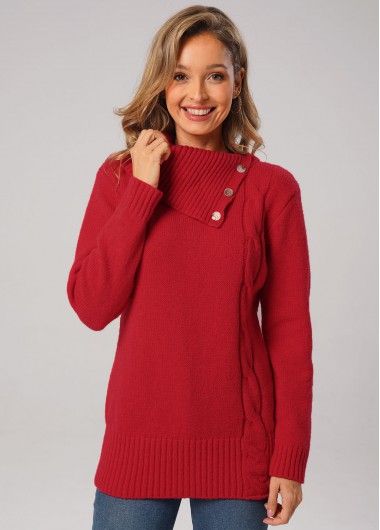 Modlily Twisted Solid Long Sleeve Turtleneck Sweater - M