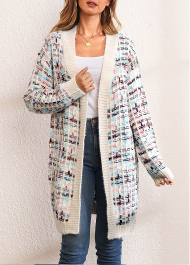 Modlily Colorful Long Sleeve Open Front Cardigan - S