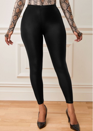 Modlily Faux Leather Skinny High Waist Pants - 4XL