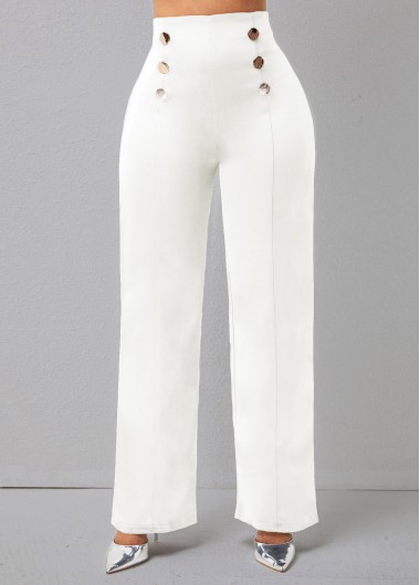 Modlily Double Breasted Solid High Waisted Pants - XL