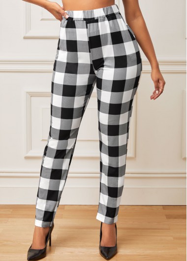 Modlily Plaid High Waisted Color Block Pants - S