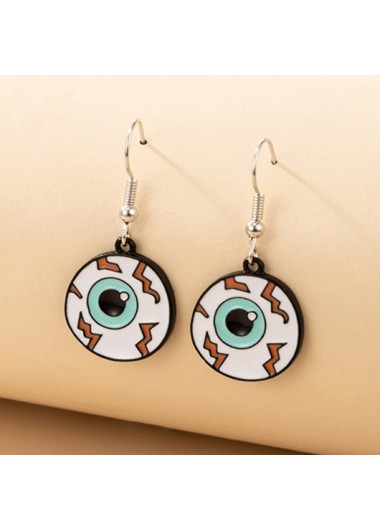 Modlily Metal Detail Halloween Eyeball Design Earrings - One Size