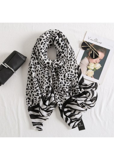 Modlily Leopard Contrast Square Scarf for Women - One Size