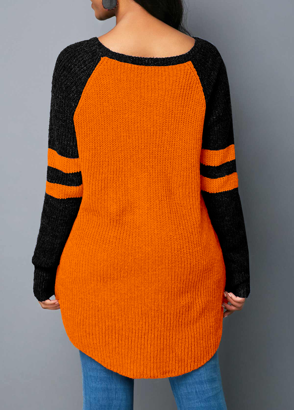 Long Sleeve Heart Design Contrast Sweater