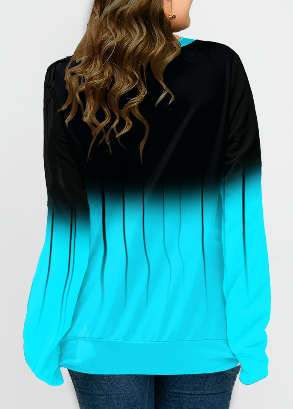 Lace Up Plus Size Ombre Print Long 
