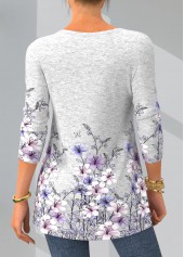 Floral Print Long Sleeve Crinkle Chest T Shirt | thumb picture 