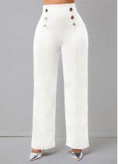 Double Breasted Solid High Waisted Pants