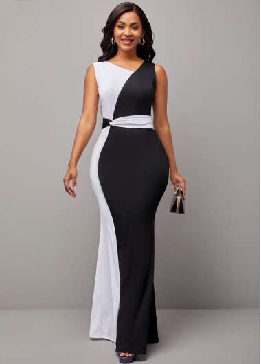 Modlily Black Sleeveless V Neck Mermaid Dress - M