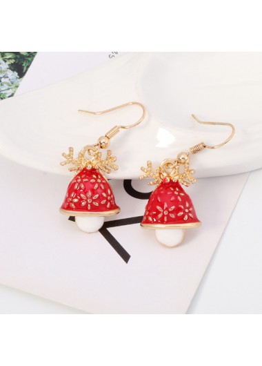 Modlily Christmas Mushroom Design Red Rhinestone Earrings - One Size