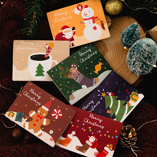 6 Pics Christmas Letter and Santa Claus Print Gift Card