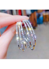 Silver C Shape Rhinestone Design Earrings | thumb picture 