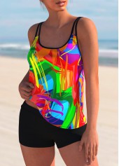 Rainbow Color Stroke Print Wide Strap Tankini Set | thumb picture 