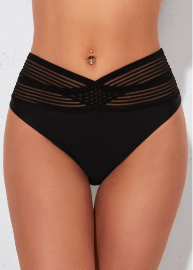 women clothes image of Black High Waisted Cross Strap Swimwear Panty