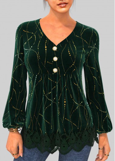  Modlily-Women's Clothing > Tops > Blouses&Shirts-COLOR-Dark Green