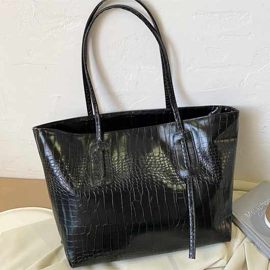 Black Rectangular Design Shoulder Bag for Women