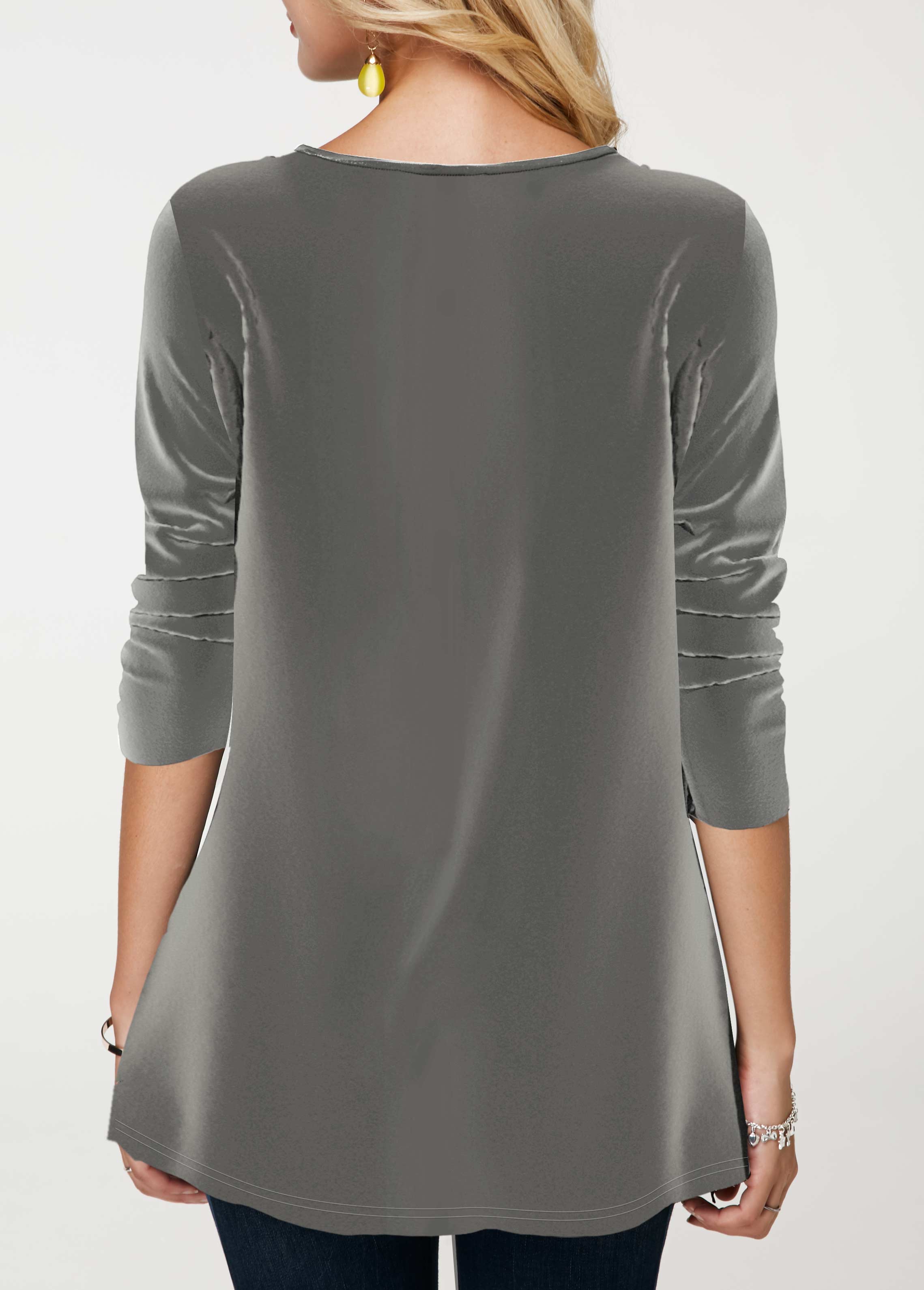 Sequin Velvet Stitching Light Grey Sweatshirt