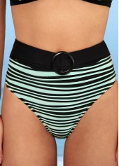 High Waisted Color Block Striped Bikini Set
