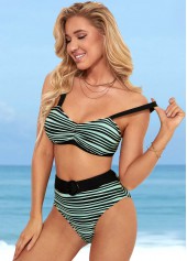 High Waisted Color Block Striped Bikini Set