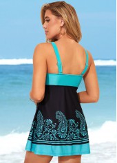 Wide Strap Paisley Print Cyan Swimdress Top-No Bottom | picture 2
