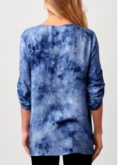 Lace Up Tie Dye Blue Blouse | thumb picture 