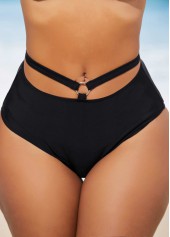 High Waisted Black Halter Metal Ring Detail Bikini Set | thumb picture 