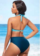 Peacock Blue Tie Back One Piece Swimwear | thumb picture 