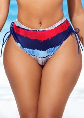 Mid Waist Color Block Drawstring Side Bikini Set | thumb picture 