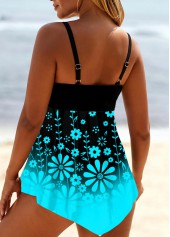 Floral Print Cyan Ombre Swimdress Top-No Bottom | picture 2
