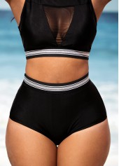 High Waisted Black Mesh Stitching Bikini Set | thumb picture 